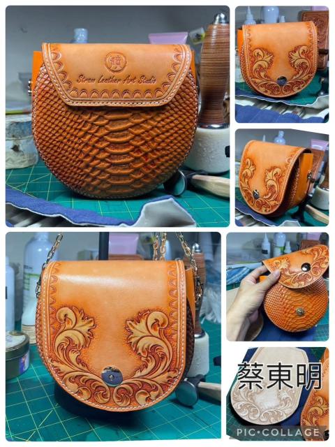 原住民族創意皮革雕刻手提單肩包(上)圖片10002
